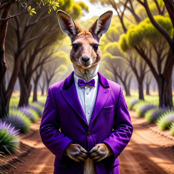 Image of a kangaroo in a purple coat