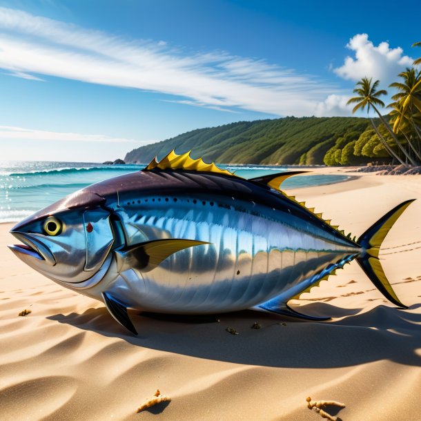 Imagem de uma espera de um atum na praia