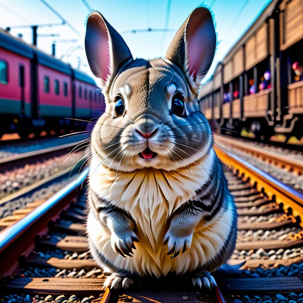 Image of a playing of a chinchillas on the railway tracks