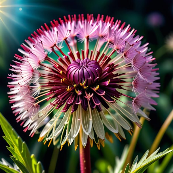 Depicting of a maroon dandelion