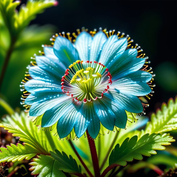 Photographie d'un feu de soleil cyan à feuilles rondes