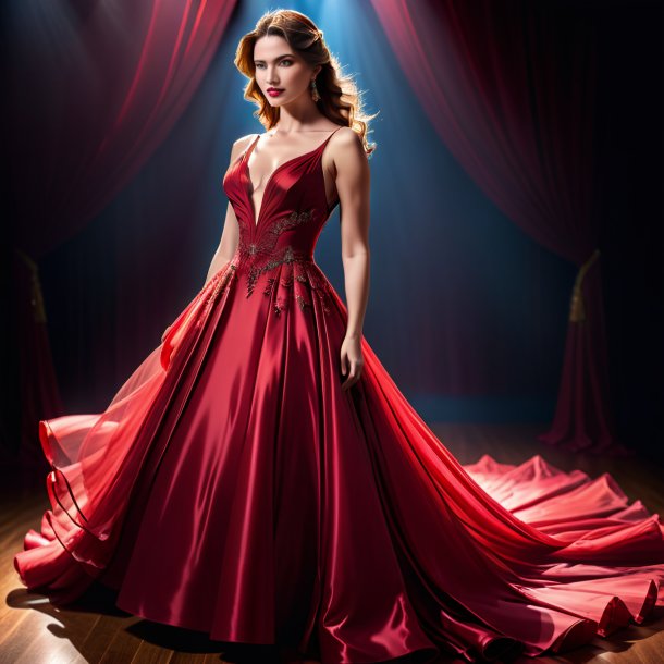 Photography of a crimson dress from polyethylene