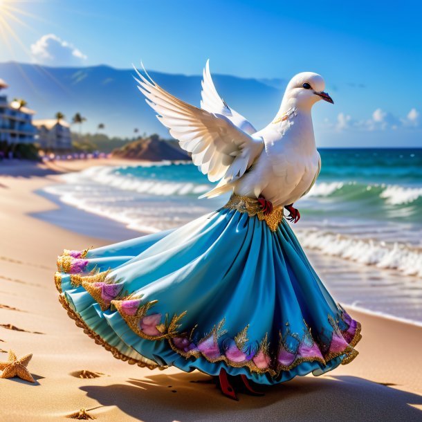 Pic of a dove in a dress on the beach