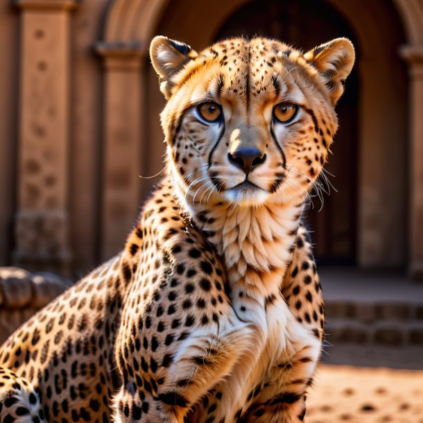 Picture of a cheetah in a brown dress