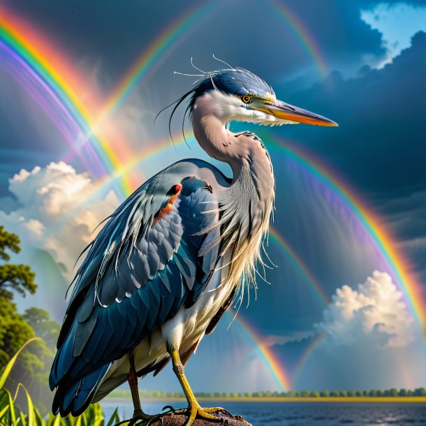 Pic of a angry of a heron on the rainbow