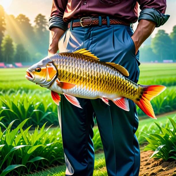 Uma carpa em uma calça no campo