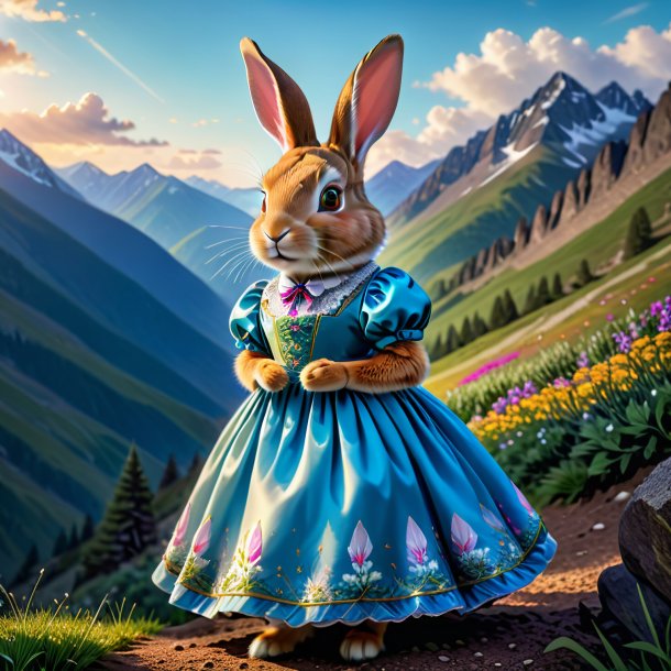 Pic of a rabbit in a dress in the mountains