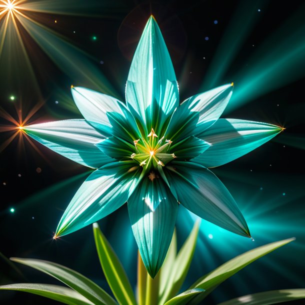 Pic of a teal star of bethlehem, pyramidal