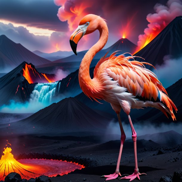 Pic of a threatening of a flamingo in the volcano