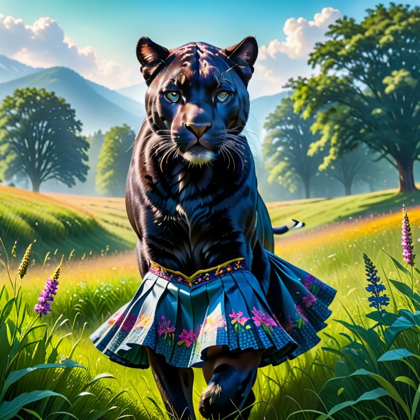 Image of a panther in a skirt in the meadow