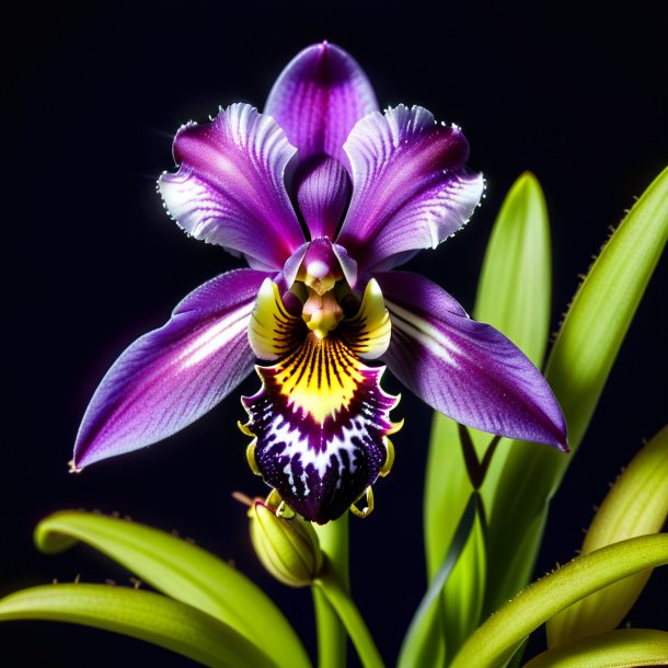 Représentation d'un ophry bleu marine, orchidée d'araignée