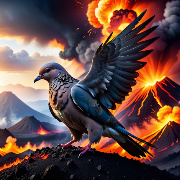 Image of a angry of a dove in the volcano