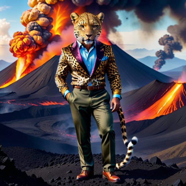 Photo of a leopard in a trousers in the volcano