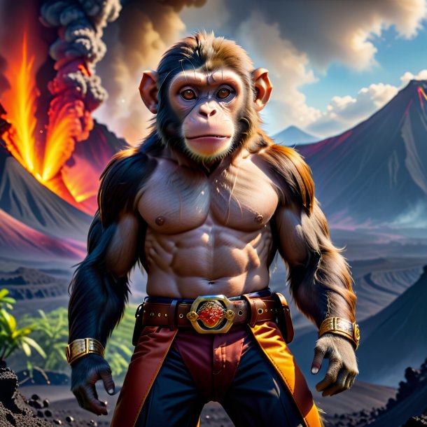 Pic of a monkey in a belt in the volcano