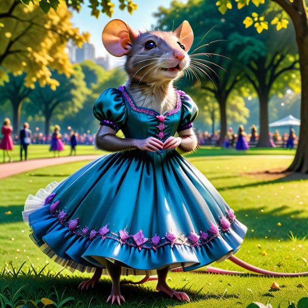 Image of a rat in a dress in the park