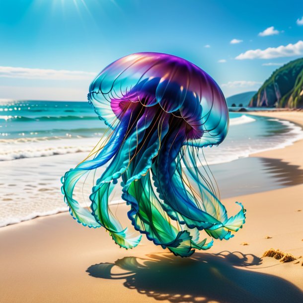 Picture of a dancing of a jellyfish on the beach