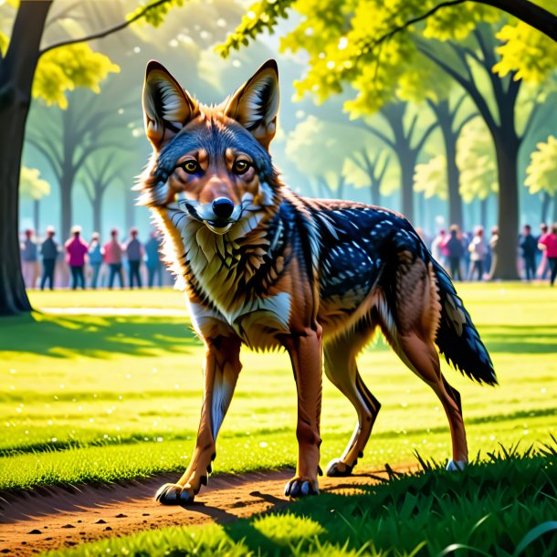 Pic of a dancing of a jackal in the park