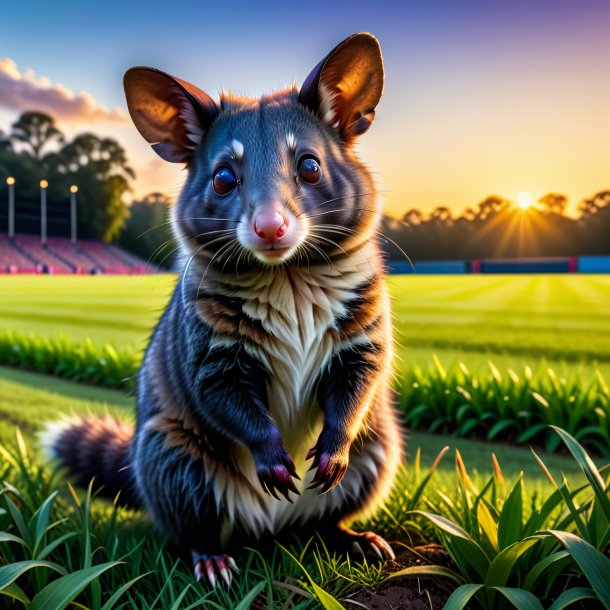 Image of a waiting of a possum on the field