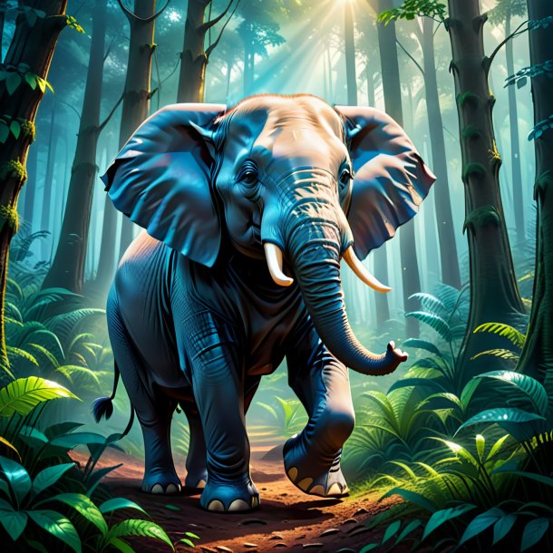 Illustration of a elephant in a gloves in the forest