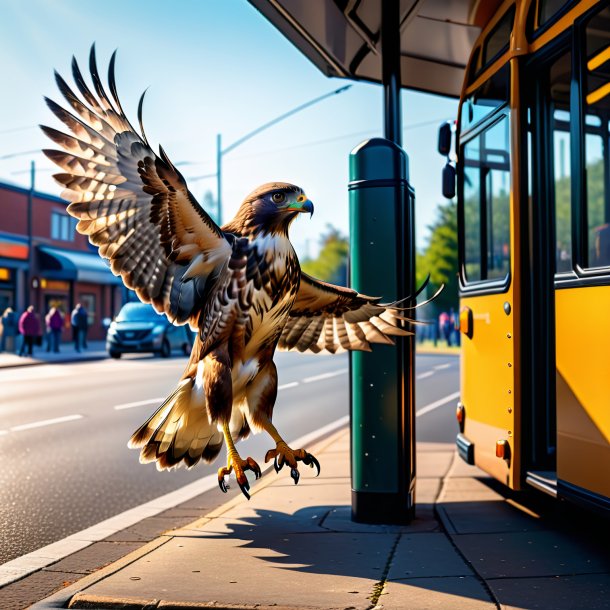 Imagem de um jogo de um falcão na parada de ônibus