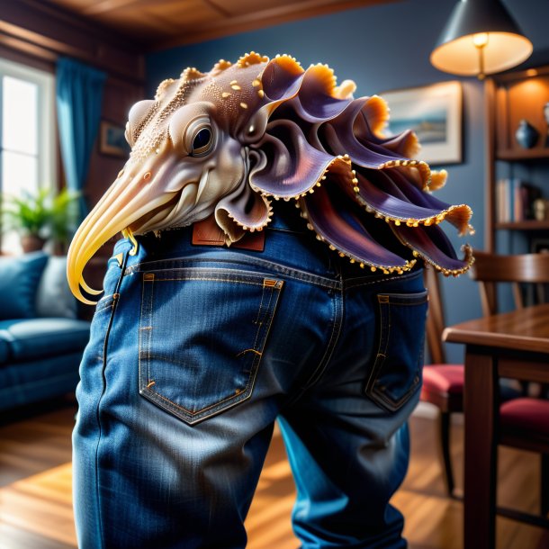 Photo of a cuttlefish in a jeans in the house