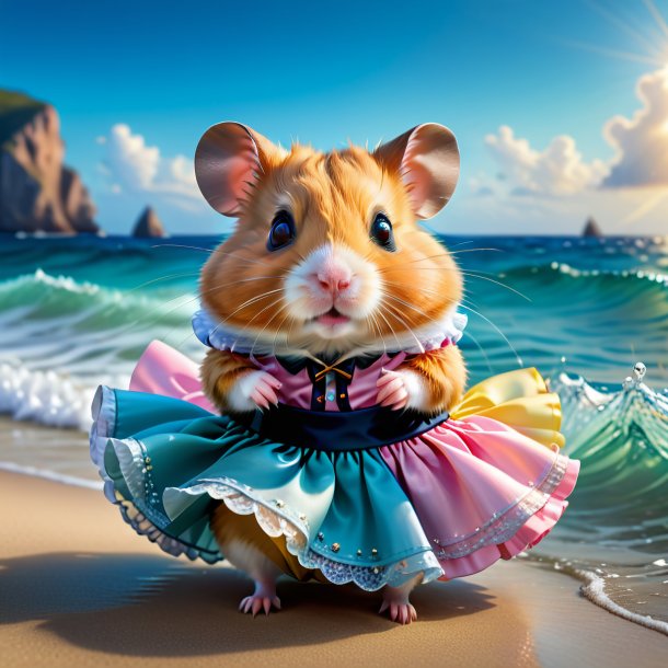 Picture of a hamster in a skirt in the sea