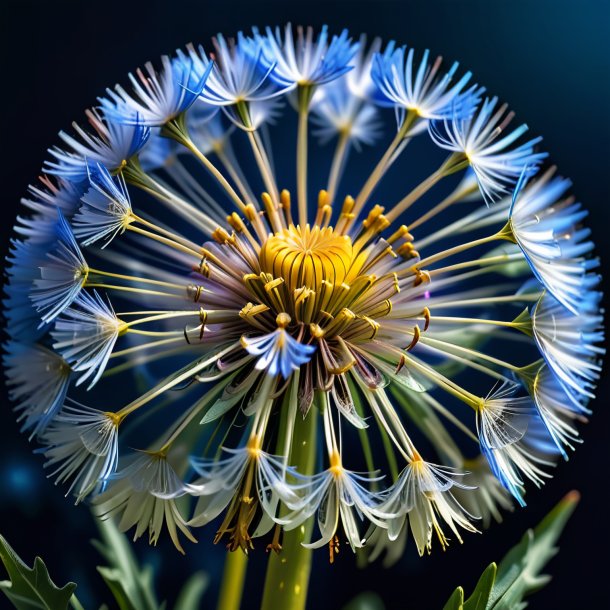 Depiction of a blue dandelion