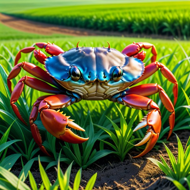 Photo of a crab in a trousers on the field