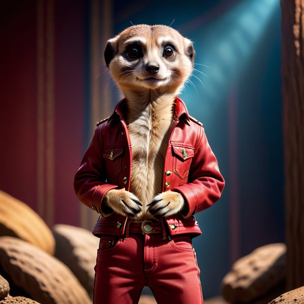 Image of a meerkat in a red jeans