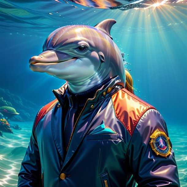 Pic of a dolphin in a jacket in the sea