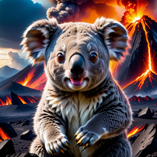 Photo of a threatening of a koala in the volcano