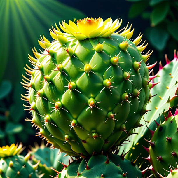 Clipart of a pea green prickly pear