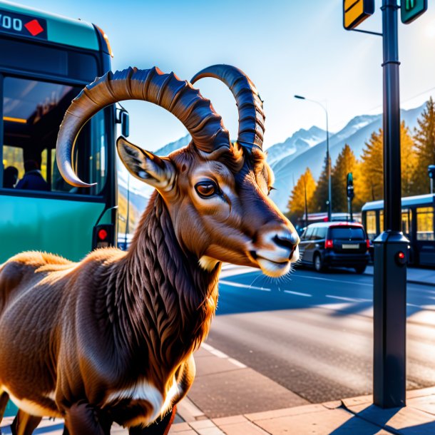 Imagem de um íbex em luvas no ponto de ônibus