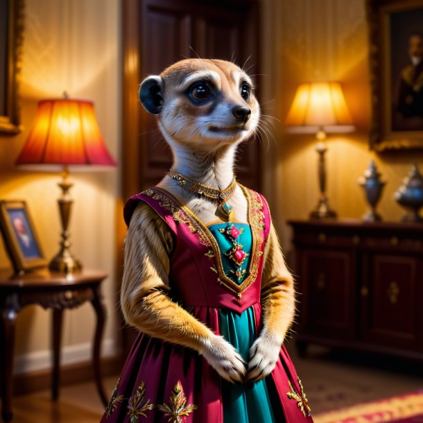 Picture of a meerkat in a dress in the house