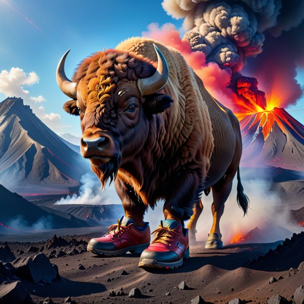 Image of a bison in a shoes in the volcano