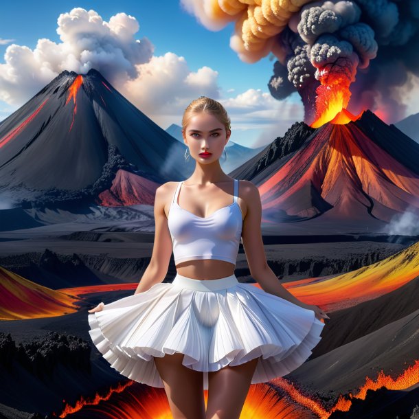 Picture of a swan in a skirt in the volcano