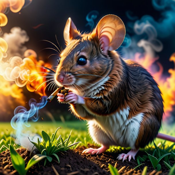 Pic of a smoking of a mouse on the field