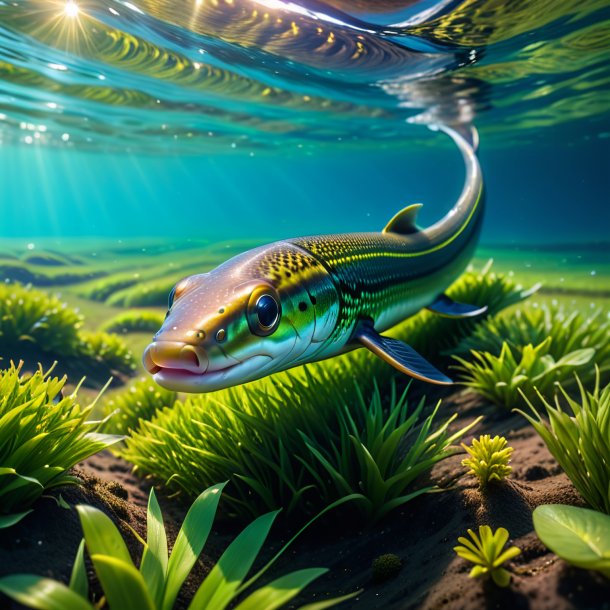 Photo of a swimming of a eel on the field