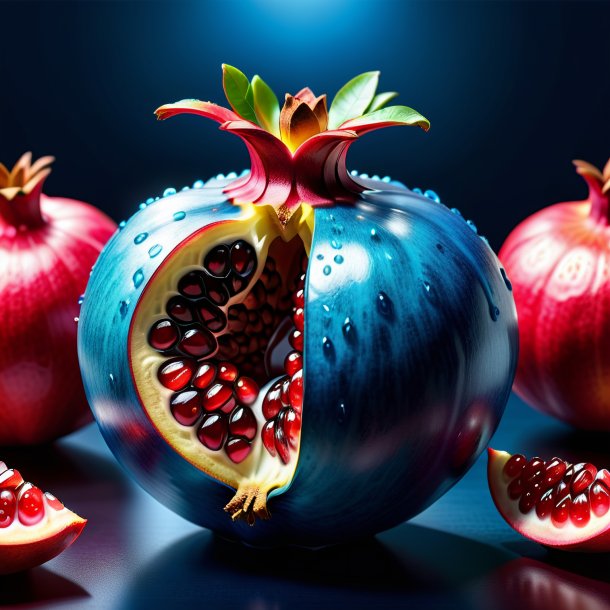 Clipart of a blue pomegranate