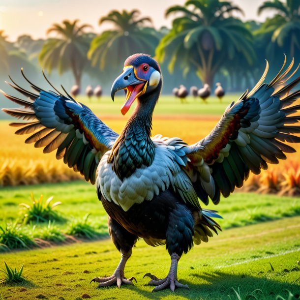 Pic of a dancing of a dodo on the field