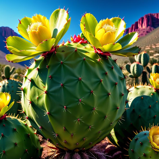 Portrayal of a lime prickly pear