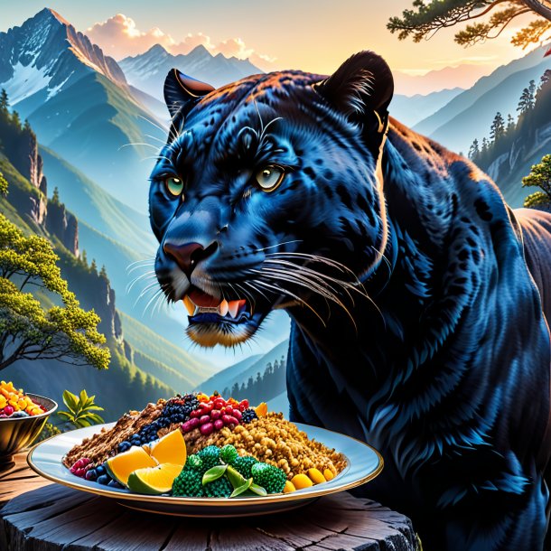 Image of a eating of a panther in the mountains