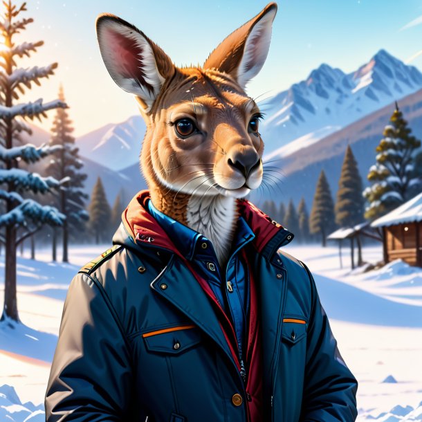 Drawing of a kangaroo in a jacket in the snow