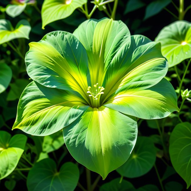 Portrait d'une ipomoea verte tricolore