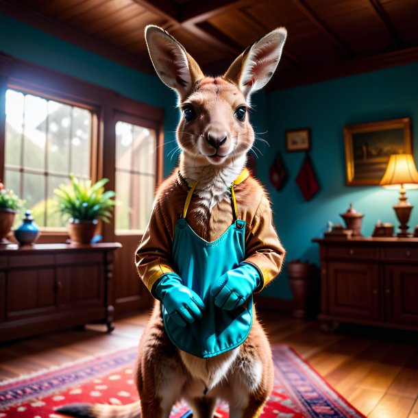 Pic of a kangaroo in a gloves in the house