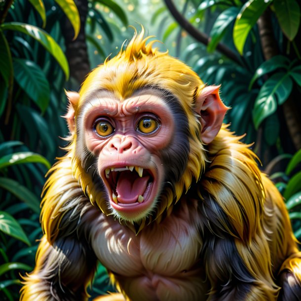 Pic d'un singe jaune pleurant