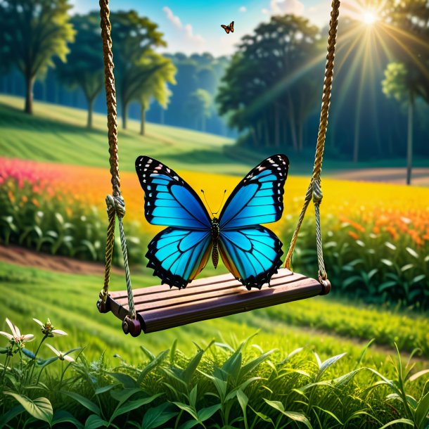 Photo of a swinging on a swing of a butterfly on the field