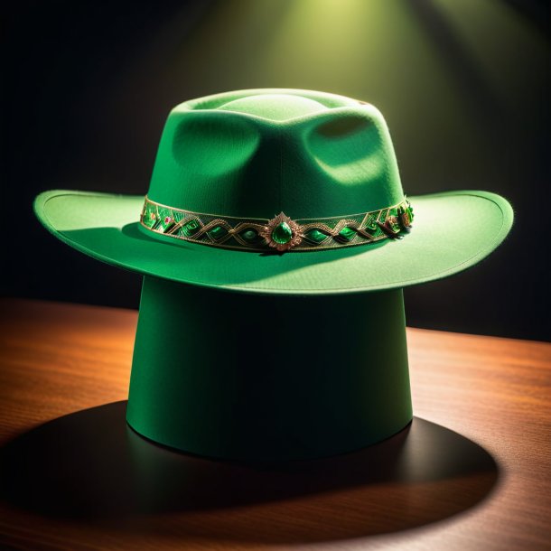 Photography of a green hat from paper