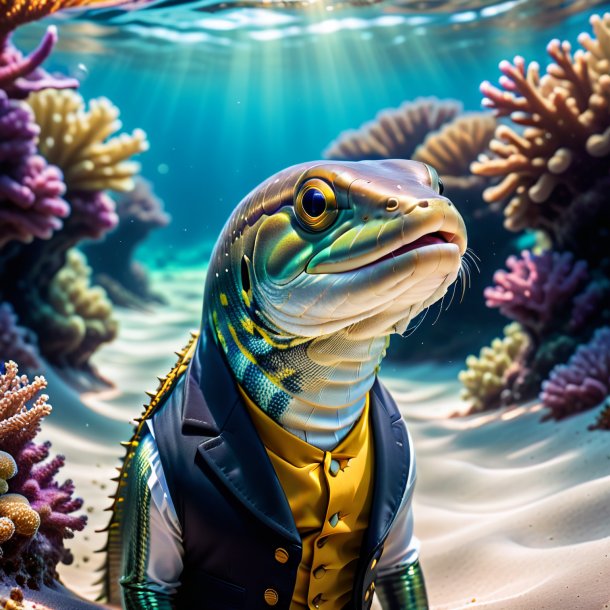 Photo of a eel in a vest in the sea