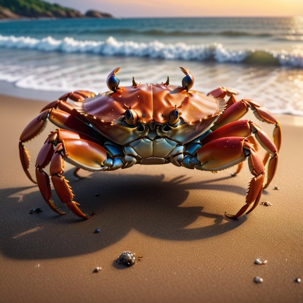 Picture of a crab in a brown skirt